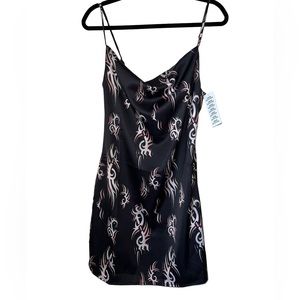 Urban Outfitters Mallory Cowl Slip Black, Pink, and Off Black Dress NWT